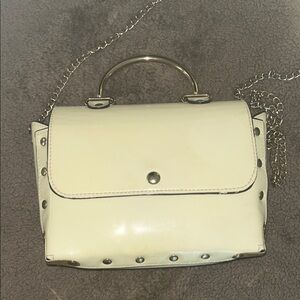 Desired Cream Patten Handbag with Gold Accents